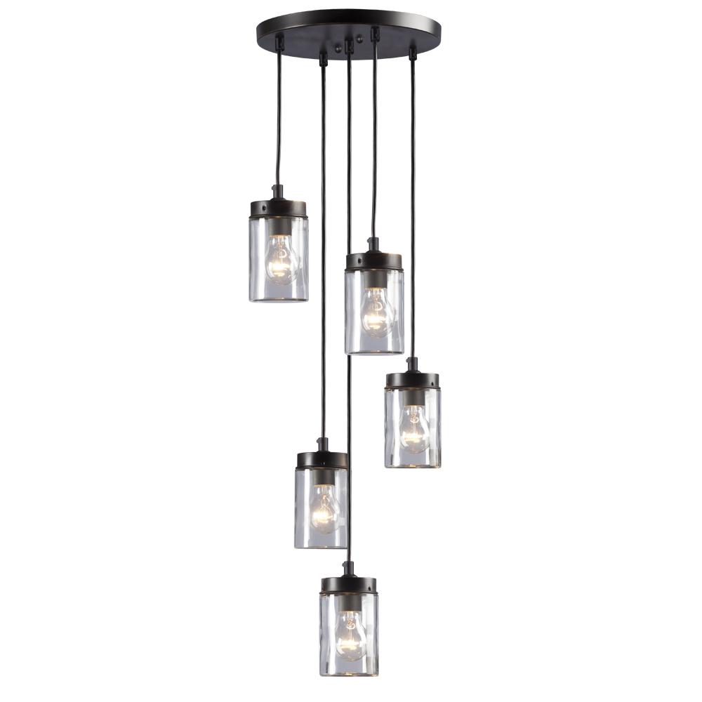 5-Light Multi-Light Pendant - in Oil Rubbed Bronze finish with Clear Glass Shade