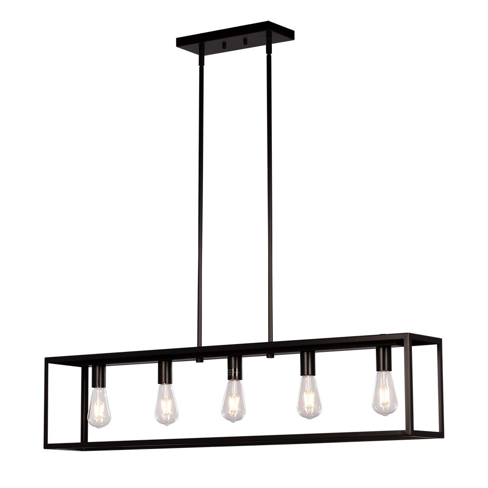 5L Linear Pendant BK with 6",12" & 18" Ext. Rods and Swivel