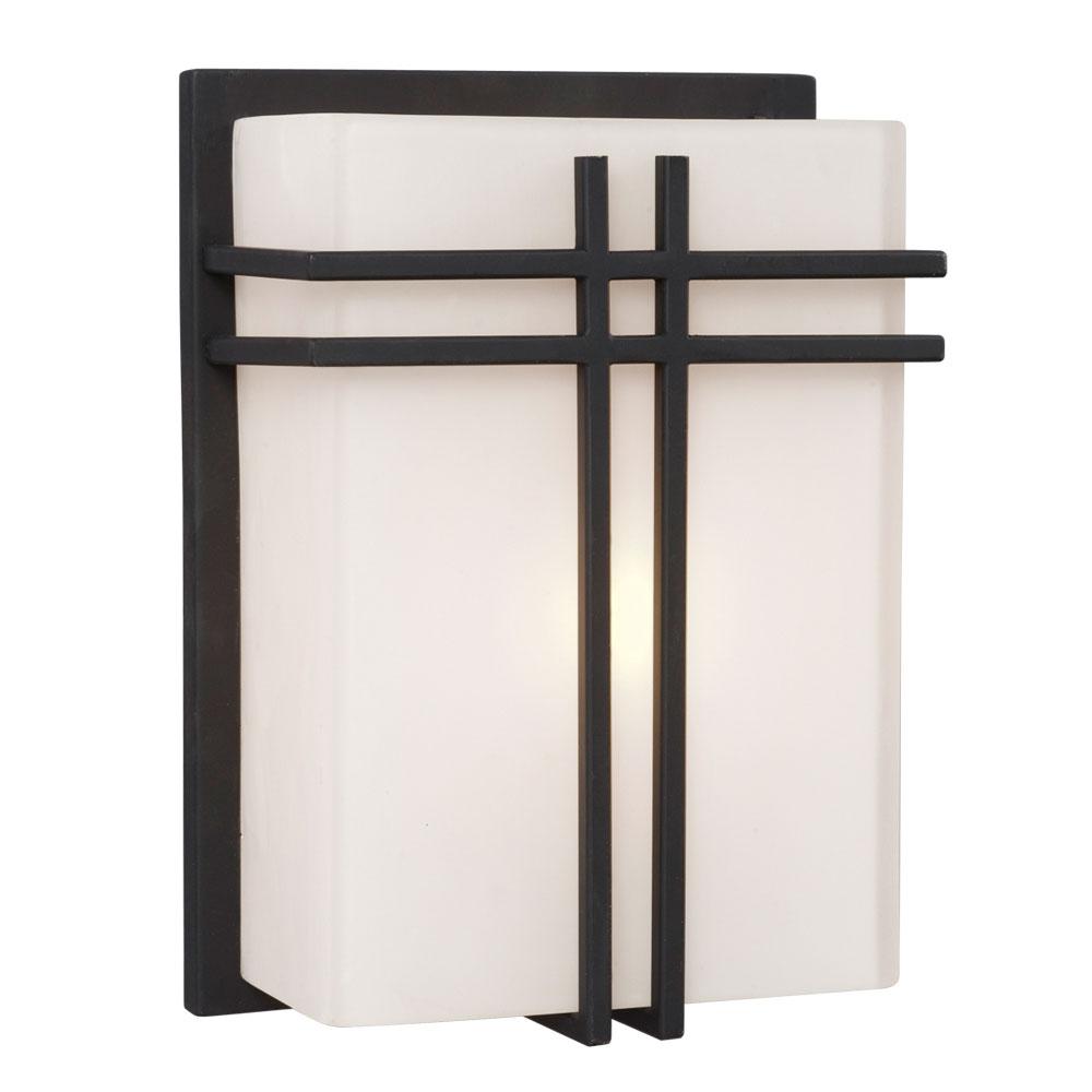 LED Wall Sconce - in Black finish with Satin White Glass (Suitable for Indoor or Outdoor Use)