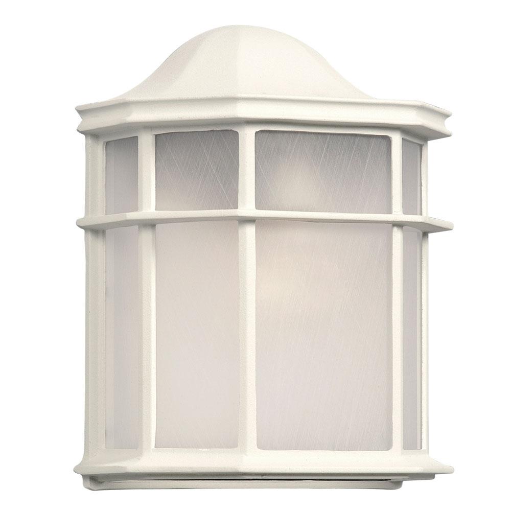 120-277V LED Outdoor Cast Aluminum Wall Mount Fixture-in White Finish with Frosted Acrylic Diffuser