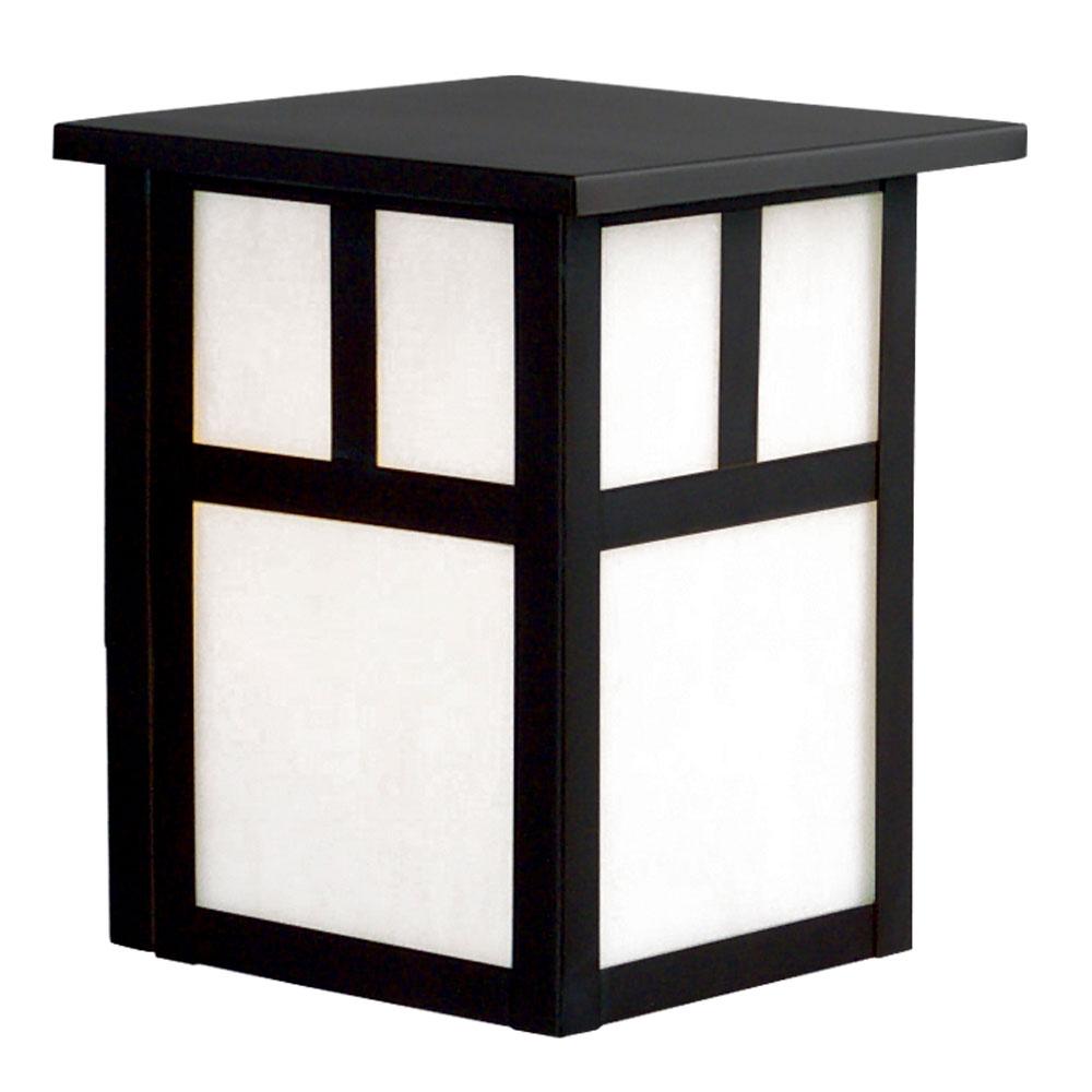 120-277V LED Outdoor Wall Mount Fixture - in Black Finish with White Marbled Glass