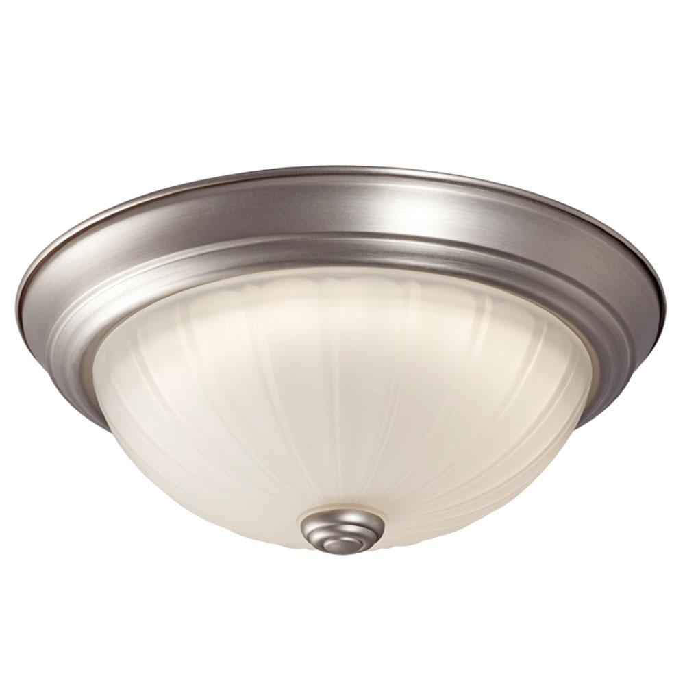 LED Flush Mount Ceiling Light - in Pewter finish with Frosted Melon Glass
