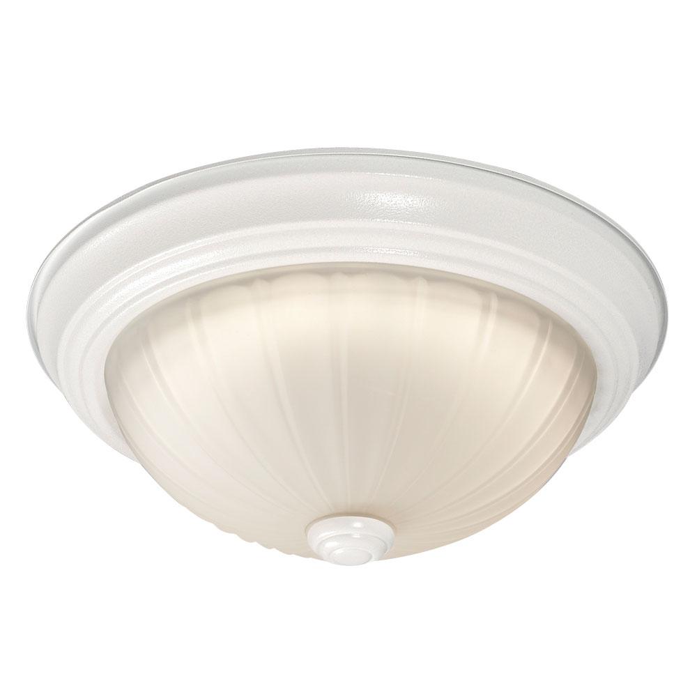 LED Flush Mount Ceiling Light - in White  finish with Frosted Melon Glass
