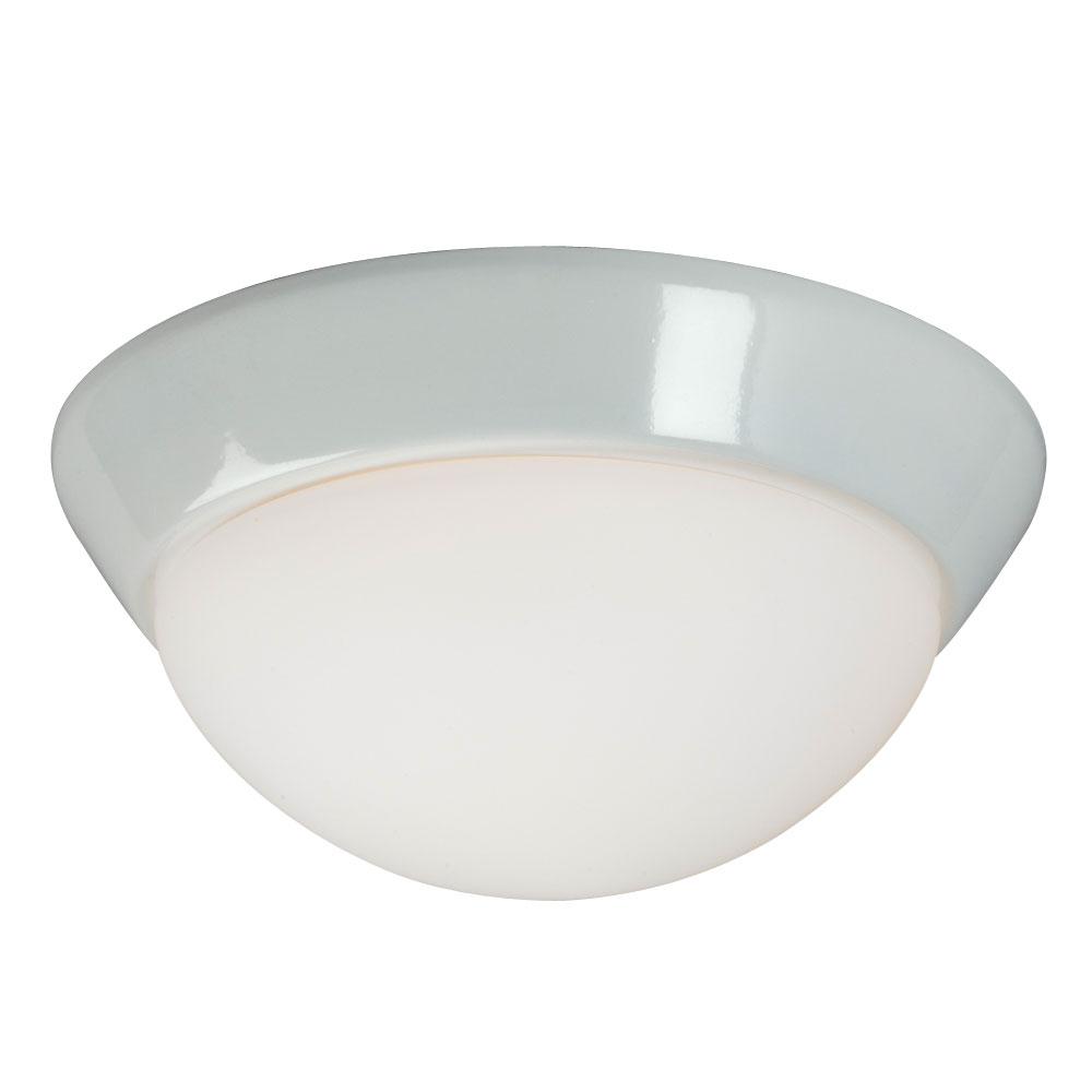 LED Flush Mount Ceiling Light - in White finish with White Glass