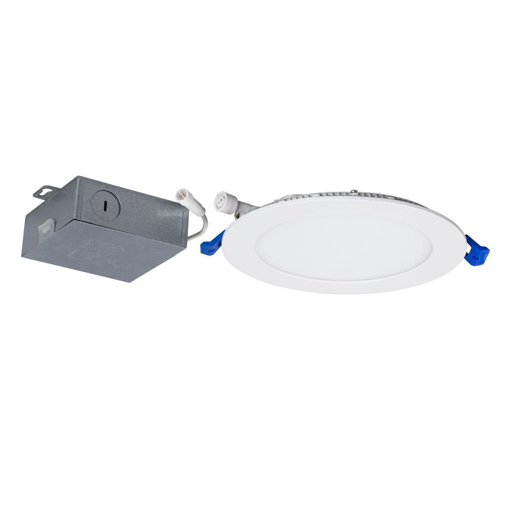 Dimmable 120V 6" LED IC Rated Slim Round Panel Light - in White Finish, 3000K, FT6 Wires