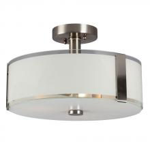 Galaxy Lighting 614298BN - 3-Light Semi Flush Mount - Brushed Nickel with White Opal/Clear Glass
