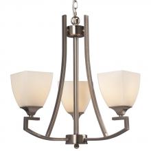 Galaxy Lighting 813031BN - 3-Light Chandelier - Brushed Nickel with White Glass