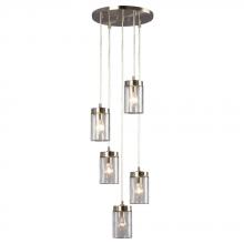 Galaxy Lighting 919856BN - 5-Light Multi-Light Pendant  - in Brushed Nickel finish with Clear Glass Shade