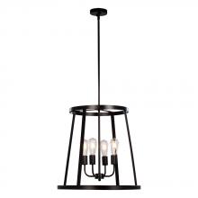 Galaxy Lighting 926745BK - 4L Pendant BK with 6",12" & 18" Ext. Rods and Swivel