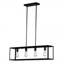 Galaxy Lighting 926755BK - 4L Linear Pendant BK with 6",12" & 18" Ext. Rods and Swivel