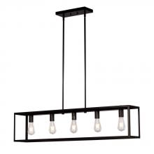 Galaxy Lighting 926757BK - 5L Linear Pendant BK with 6",12" & 18" Ext. Rods and Swivel