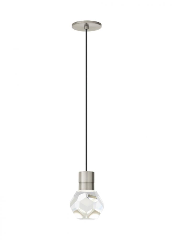 Modern Kira Dimmable LED Ceiling Pendant Light in a Satin Nickel/Silver Colored Finish