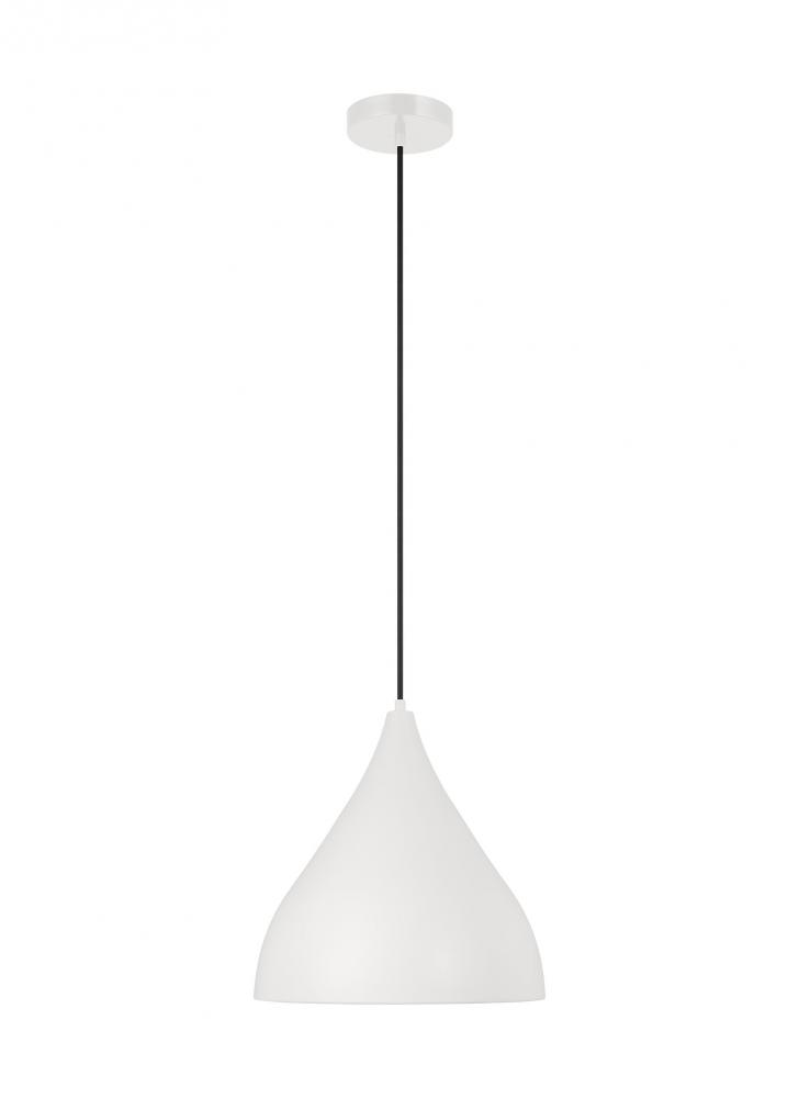 Oden modern mid-century 1-light LED indoor dimmable medium pendant in matte white finish with matte