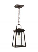 Visual Comfort & Co. Studio Collection 6248401EN7-71 - Founders modern 1-light LED outdoor exterior ceiling hanging pendant in antique bronze finish with c