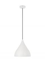 Visual Comfort & Co. Studio Collection 6645301EN3-115 - Oden modern mid-century 1-light LED indoor dimmable medium pendant in matte white finish with matte