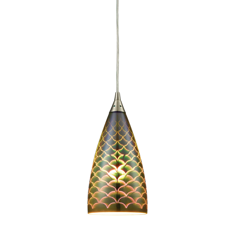 Illusions 1 Light Pendant In Satin Nickel With 3