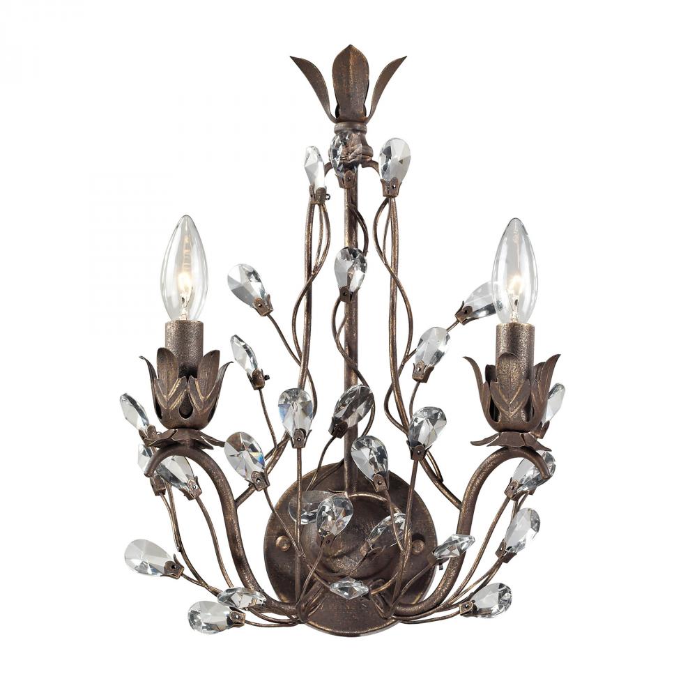 Sagemore 2 Light Wall Sconce In Bronze Rust