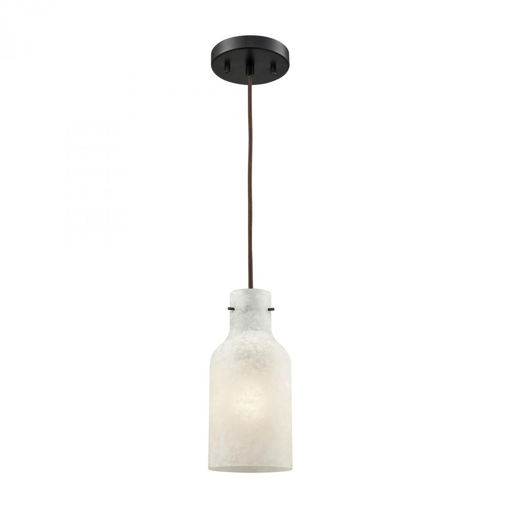 Weatherly 1 Light Pendant in Oil Rubbed Bronze with Chalky White Glass