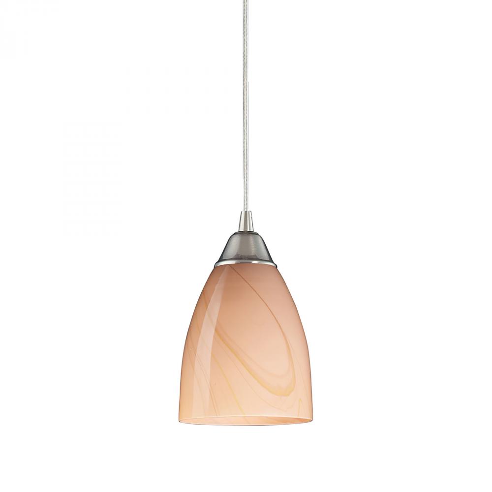 Pierra 1-Light Mini Pendant in Satin Nickel with Sandy Glass - Includes LED Bulb