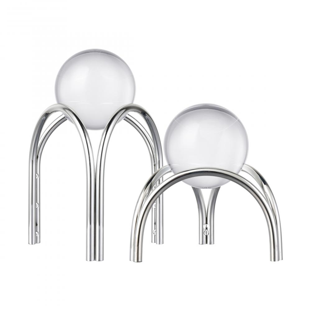 Sibyl Orb Stand - Set of 2 Silver (2 pack)
