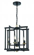 Craftmade 56934-FBSB - Avante Grand 4 Light Cage Foyer in Flat Black/Satin Brass