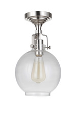 Craftmade X8308-PLN-C - State House 1 Light Clear Glass Globe Semi Flush in Polished Nickel