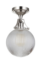 Craftmade X8326-PLN-C - State House 1 Light Clear Ribbed Globe Semi Flush in Polished Nickel